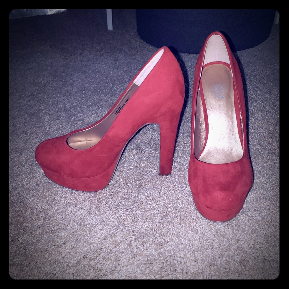 Suede platform heels